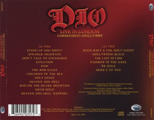 Dio - Liv In Lndn: mmrsmith ll' 1993 [2D] (2014)