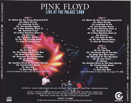 Pink Floyd - Live At The Palace 1988 [4CD] (2022) CD Scans